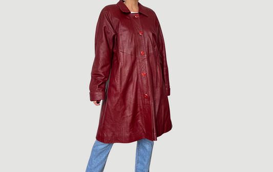 Vintage Burgundy leather trench