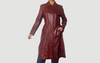 Burgundy leather trench