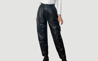 Black Leather trousers with belt