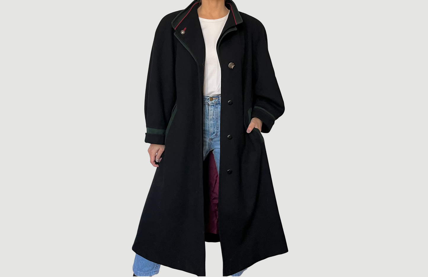 Vintage Loden Wool Long Coat