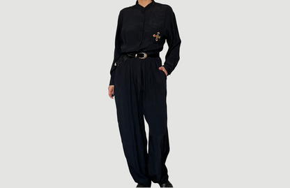 Vintage 90s Black Long sleeves Jumpsuit