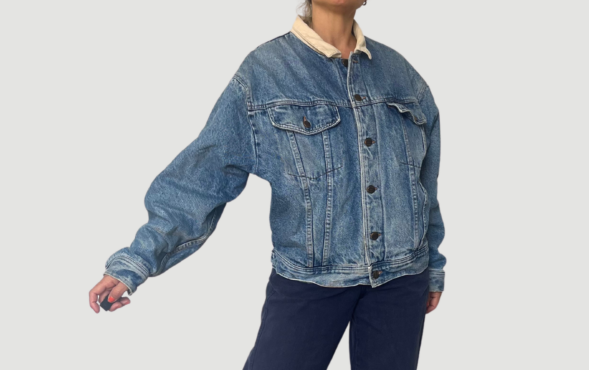 Vintage bomber blue Denim cotton jacket