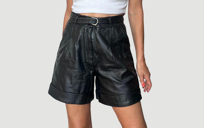 Black Leather Shorts with belt