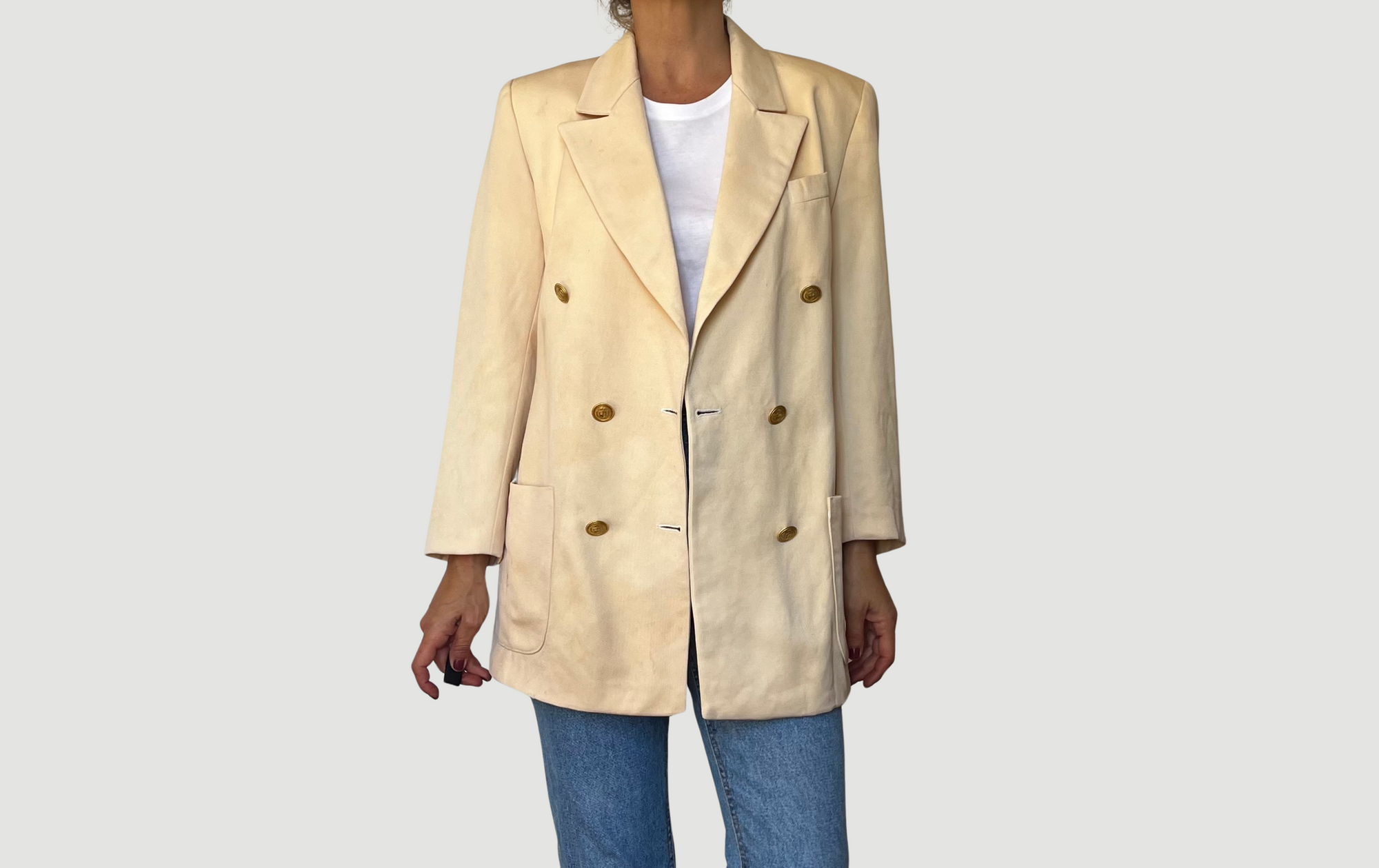 Vintage Beige Wool Blazer