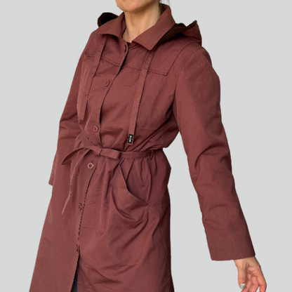 Burgundy Long Trench Coat