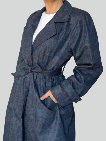 Viintage Floral Long Trench Coat