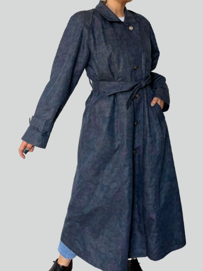Viintage Floral Long Trench Coat