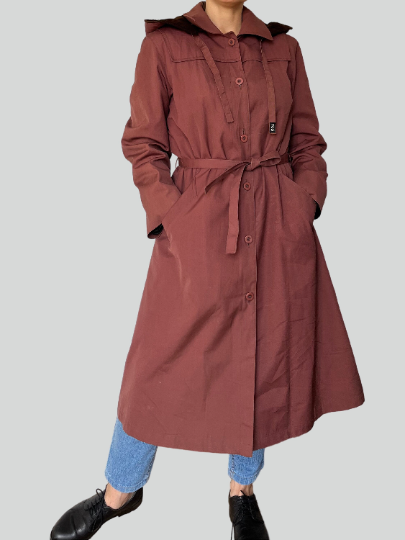 Burgundy Long Trench Coat