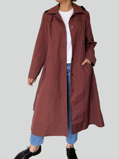 Burgundy Long Trench Coat