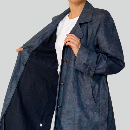 Viintage Floral Long Trench Coat