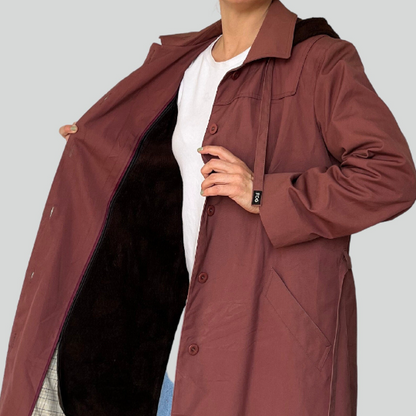 Burgundy Long Trench Coat