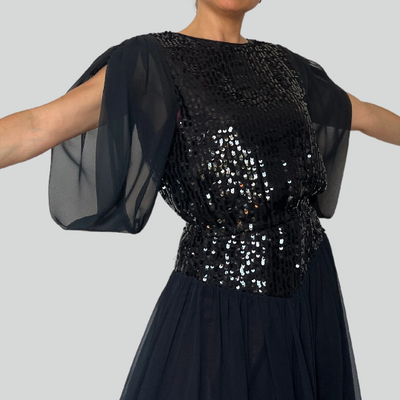 Vintage Black Sequins Dress