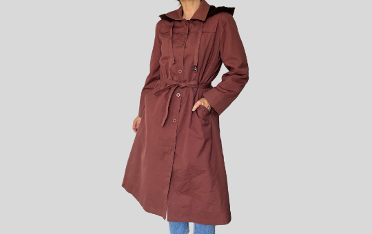 Burgundy Long Trench Coat