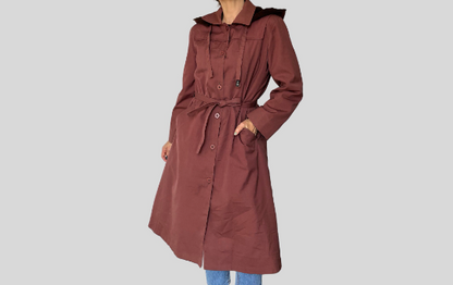 Burgundy Long Trench Coat