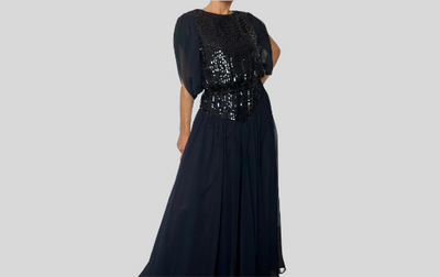 Vintage Black Sequins Dress