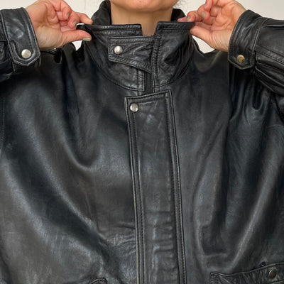 Black Bomber leather jacket