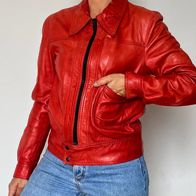 Red leather jacket