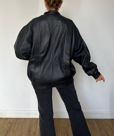 Black Bomber leather jacket