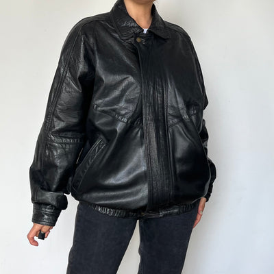 Black Bomber leather jacket