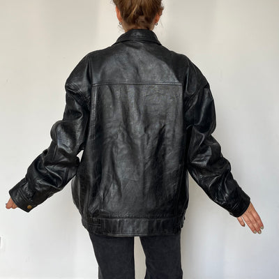 Black Bomber leather jacket