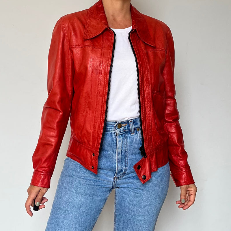 Red leather jacket