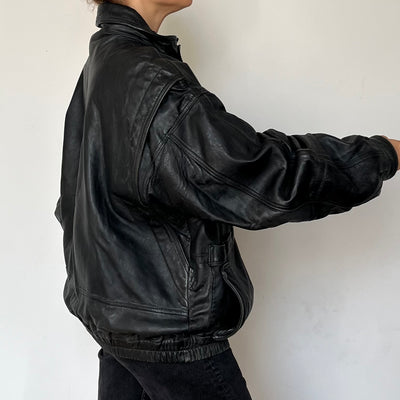 Black Bomber leather jacket