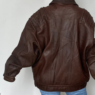 Brown leather Bomber jacket