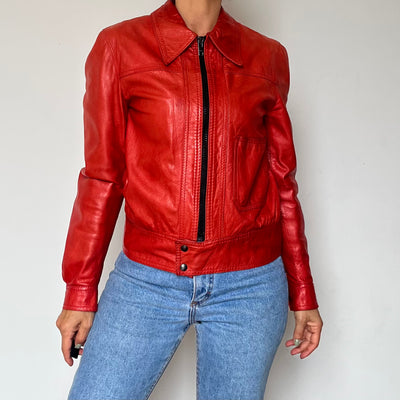 Red leather jacket