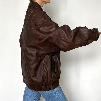 Brown leather Bomber jacket