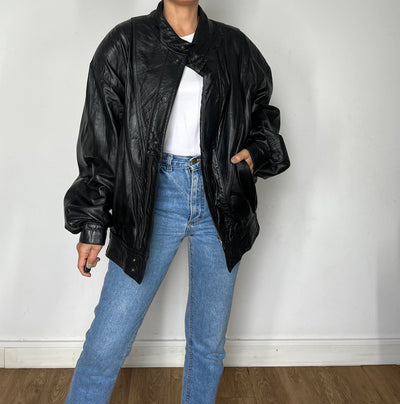 Black Bomber leather jacket