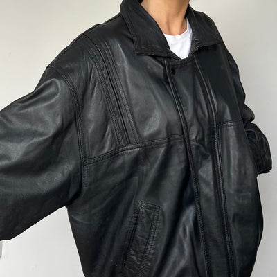 Black Bomber leather jacket