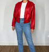 Crop Red leather jacket