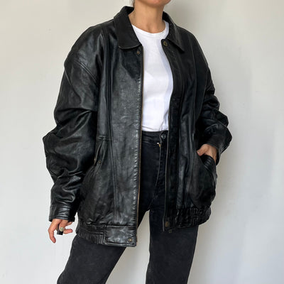 Black Bomber leather jacket