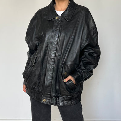 Black Bomber leather jacket