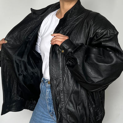 Black Bomber leather jacket