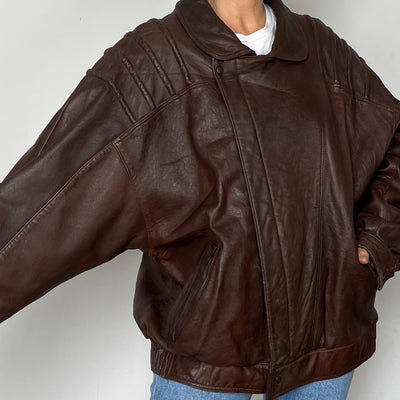 Brown leather Bomber jacket