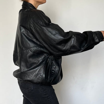 Black Bomber leather jacket