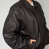 Dark Brown leather Bomber jacket