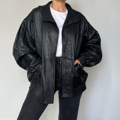 Black Bomber leather jacket