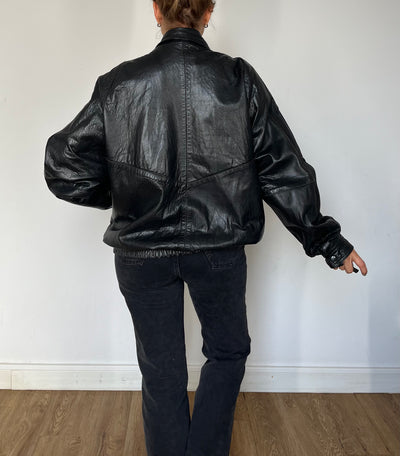 Black Bomber leather jacket