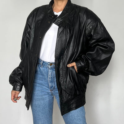 Black Bomber leather jacket