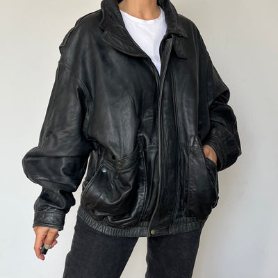 Black Bomber leather jacket