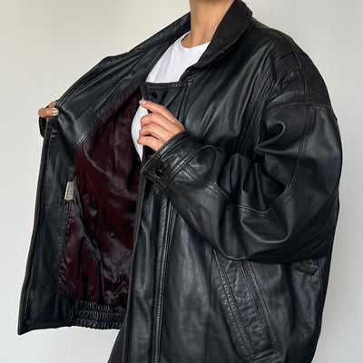 Black Bomber leather jacket