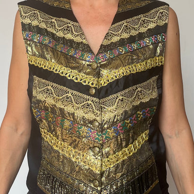 Embroidered gold & black vest