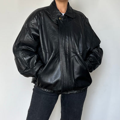 Black Bomber leather jacket