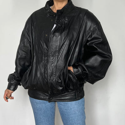 Black Bomber leather jacket