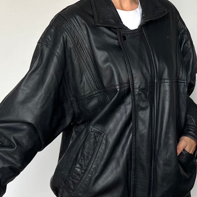 Black Bomber leather jacket