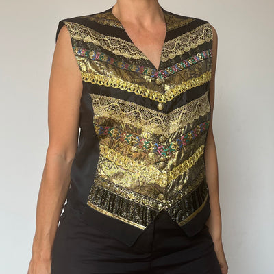 Embroidered gold & black vest