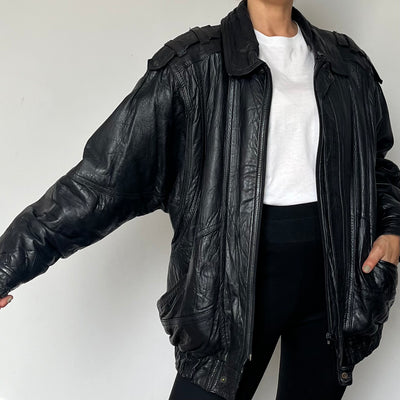 Black Bomber leather jacket