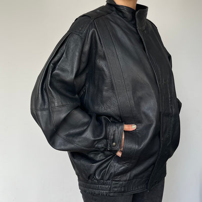 Black Bomber leather jacket